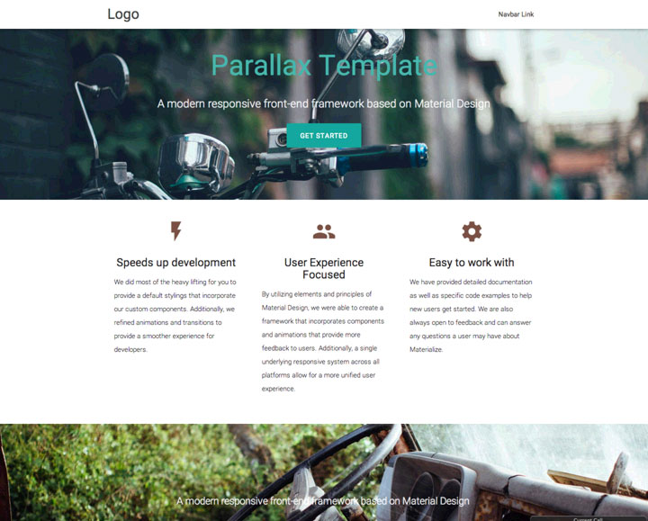 Template Parallax bertema material design